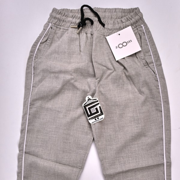 خامة (مناسبة كبنطلون و بجامة)  رصاصي مع خط ابيض على الجانب وكفة من الاسفل