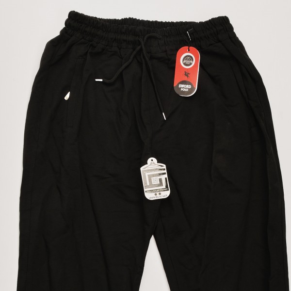 خامة قطن بجامة خصر لاستيك  لون اسود سادة قياسات خاصة كبيرة  (طباعة حسب الطلب)