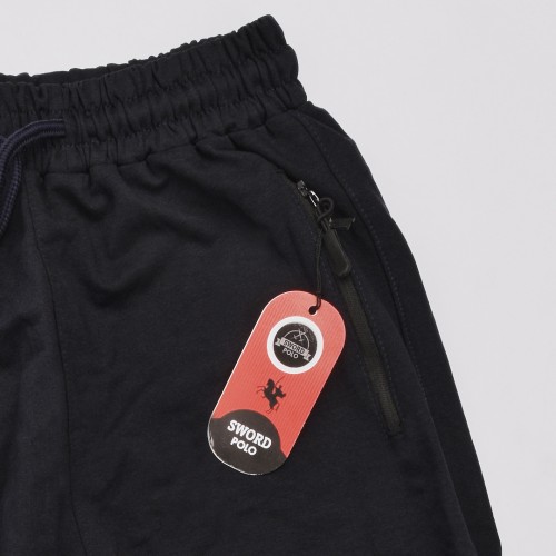 خامة قطن بجامة خصر وقدم لاستيك لون نيلي سادة  (طباعة حسب الطلب)