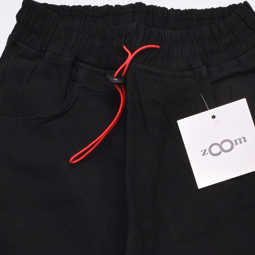 خامة كتان حجري بجعب مع حركة في القيطان وخصر وقدم لاستيك بطراز رائع باللون الاسود