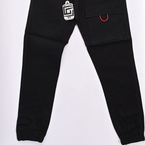 خامة كتان حجري بجعب مع حركة في القيطان وخصر وقدم لاستيك بطراز رائع باللون الاسود