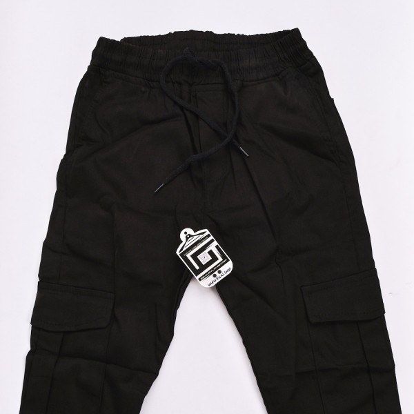 خامة كتان حجري بجعب خصر وقدم لاستيك بطراز رائع باللون الاسود