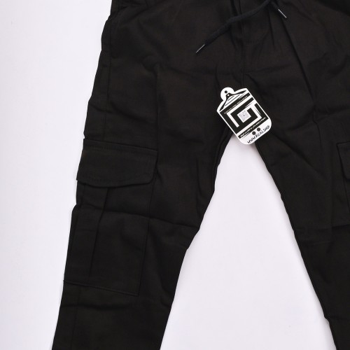 خامة كتان حجري بجعب خصر وقدم لاستيك بطراز رائع باللون الاسود