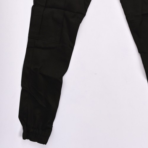 خامة كتان حجري بجعب خصر وقدم لاستيك بطراز رائع باللون الاسود