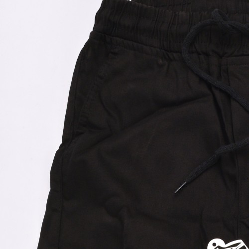 خامة كتان حجري بجعب خصر وقدم لاستيك بطراز رائع باللون الاسود