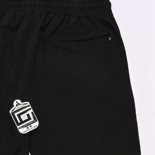 خامة قطن بجامة خصر وقدم لاستيك لون اسود سادة  (طباعة حسب الطلب)