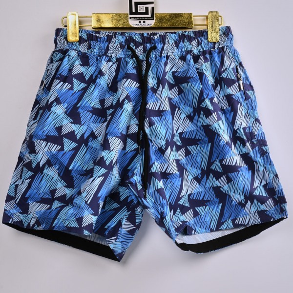 خامة مريحة باردة شورت مشجر بدرجات الازرق مع بطانة ممتازة