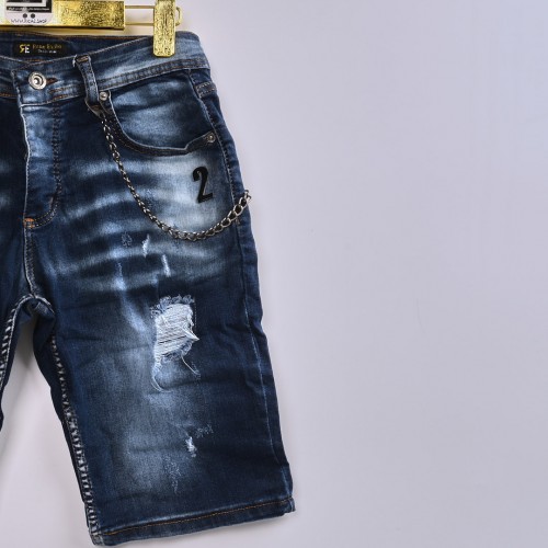 شورت جينز خامة درجة اولى فصال تركي بحركات مميزة بادق التفاصيل , باللون الازرق الكاحت4