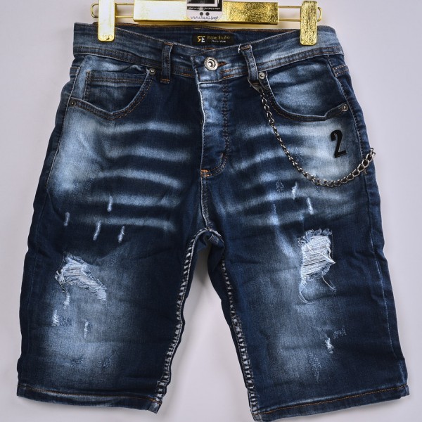 شورت جينز خامة درجة اولى فصال تركي بحركات مميزة بادق التفاصيل , باللون الازرق الكاحت4