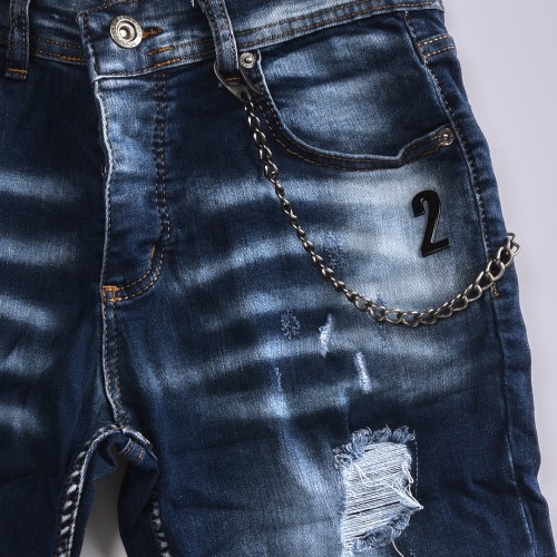 شورت جينز خامة درجة اولى فصال تركي بحركات مميزة بادق التفاصيل , باللون الازرق الكاحت4