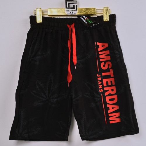 خامة قطن درجة ممتازة شورت AMSTERDAM لون اسود  فصال عالي