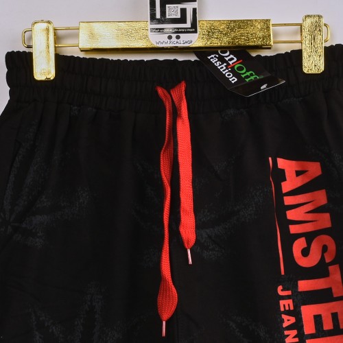 خامة قطن درجة ممتازة شورت AMSTERDAM لون اسود  فصال عالي