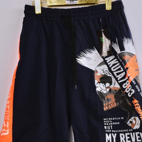 خامة قطن درجة ممتازة شورت طباعة حركية  لون نيلي فصال عالي 