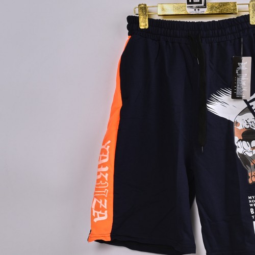 خامة قطن درجة ممتازة شورت طباعة حركية  لون نيلي فصال عالي 