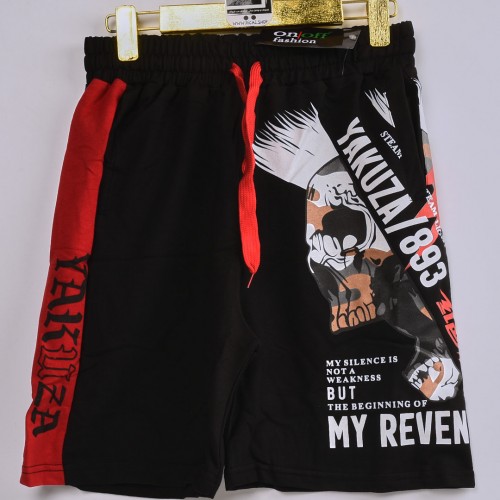 خامة قطن درجة ممتازة شورت طباعة حركية  لون اسود فصال عالي 