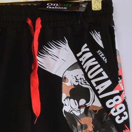 خامة قطن درجة ممتازة شورت طباعة حركية  لون اسود فصال عالي 