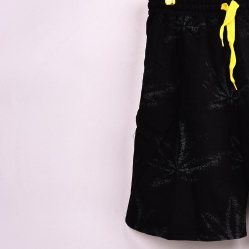 خامة قطن درجة ممتازة شورت AMSTERDAM  لون اسود مع الاصفر  فصال عالي 