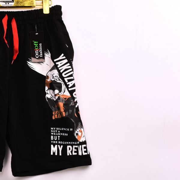 خامة قطن درجة ممتازة شورت ياكوزا  لون اسود   فصال عالي 