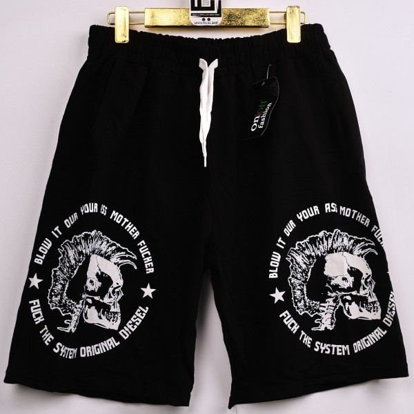 خامة قطن درجة ممتازة شورت كتابة جريئة لون اسود مع ابيض فصال عالي 