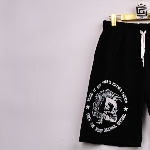 خامة قطن درجة ممتازة شورت كتابة جريئة لون اسود مع ابيض فصال عالي 