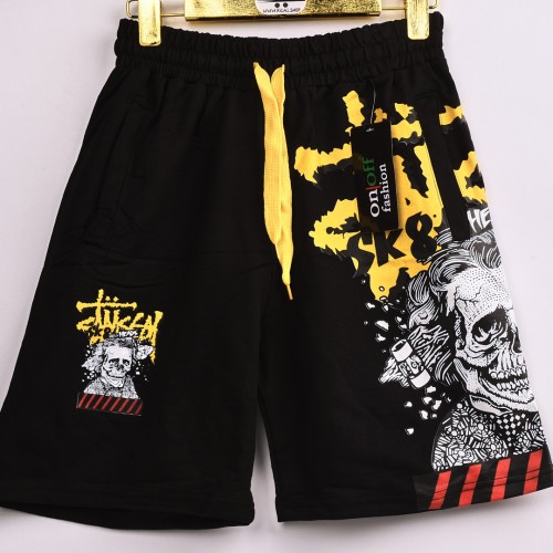 خامة قطن درجة ممتازة شورت طباعة حركية لون اسود  فصال عالي 