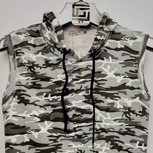 خامة قطنية حجرية كب كيمونة مرقط بالاسود والرصاصي