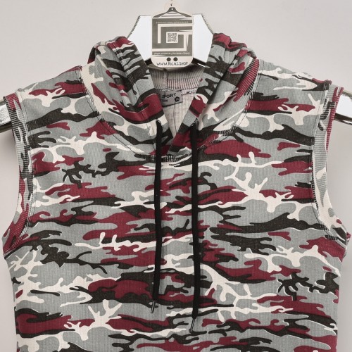 خامة قطنية حجرية كب كيمونة مرقط بالاحمر 