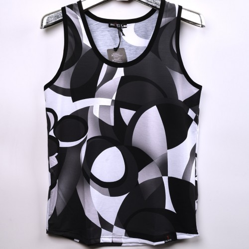 خامة مريحة كيمونة Big Win عنق دائري واسع بخليط الرصاصي والابيض والاسود