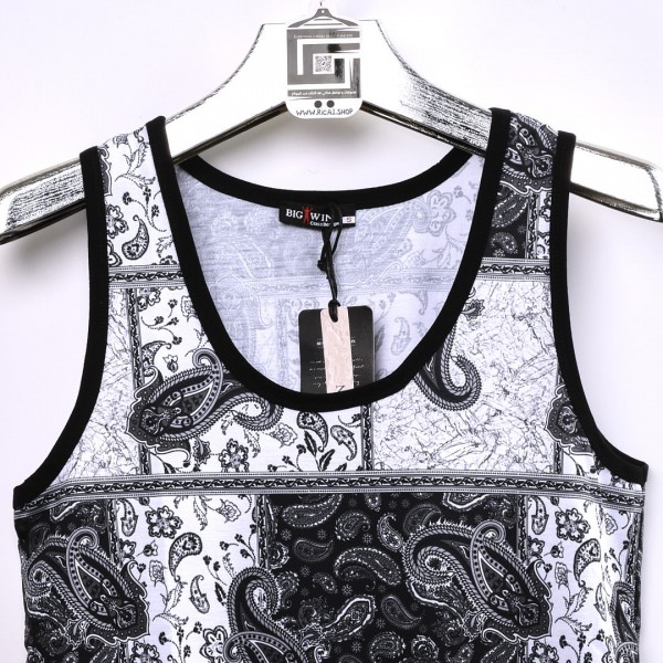 خامة مريحة كيمونة Big Win عنق دائري واسع باللون الاسود والابيض