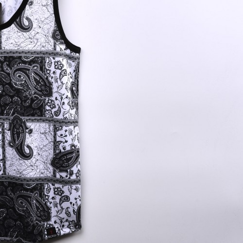 خامة مريحة كيمونة Big Win عنق دائري واسع باللون الاسود والابيض