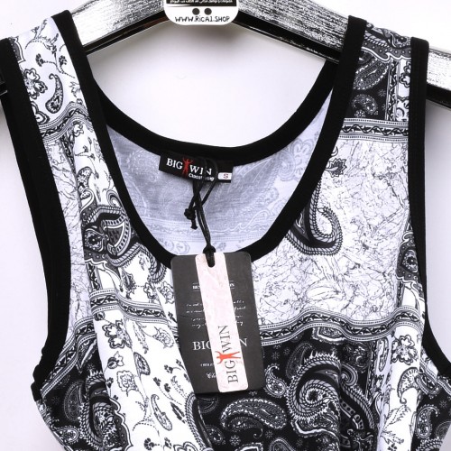 خامة مريحة كيمونة Big Win عنق دائري واسع باللون الاسود والابيض