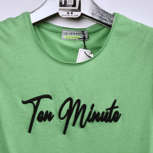 كيمونة عنق دائري خامة قطنية فصال حركي من الدرجة الاولى ten minute باللون الاخضر