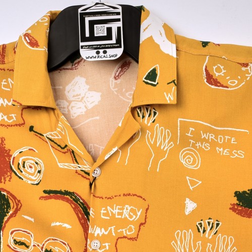 قميص خامة قطنية  مريحة جدا وبفصال حركي جميل energy باللون الاصفر مع حركات وكتابات 