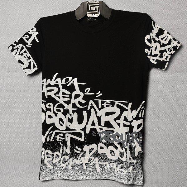 خامة قطني متقدمة اوفر سايز طبعة مميزة اسود 