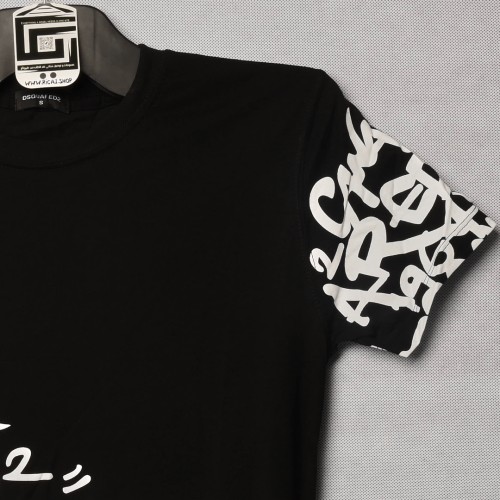 خامة قطني متقدمة اوفر سايز طبعة مميزة اسود 