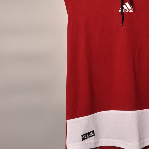 خامة قطني حركة رياضي adidas (كب تيشرت) لون احمر وابيض