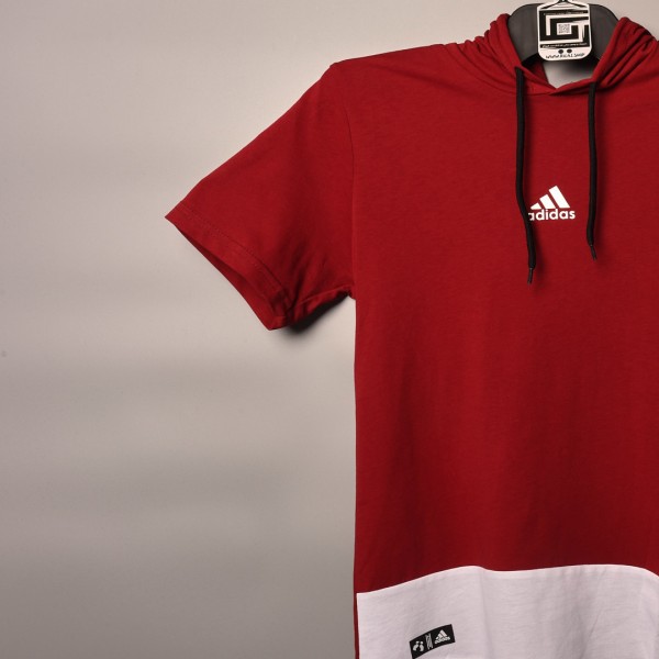 خامة قطني حركة رياضي adidas (كب تيشرت) لون احمر وابيض