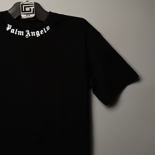 خامة قطني متقدمة PALM ANGELS   ياخة دائري اسود اللون طبع ظهر وصدر