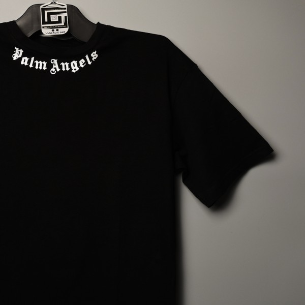 خامة قطني متقدمة PALM ANGELS   ياخة دائري اسود اللون طبع ظهر وصدر