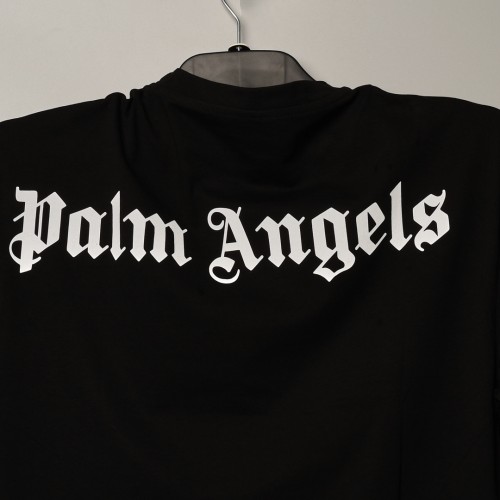خامة قطني متقدمة PALM ANGELS   ياخة دائري اسود اللون طبع ظهر وصدر