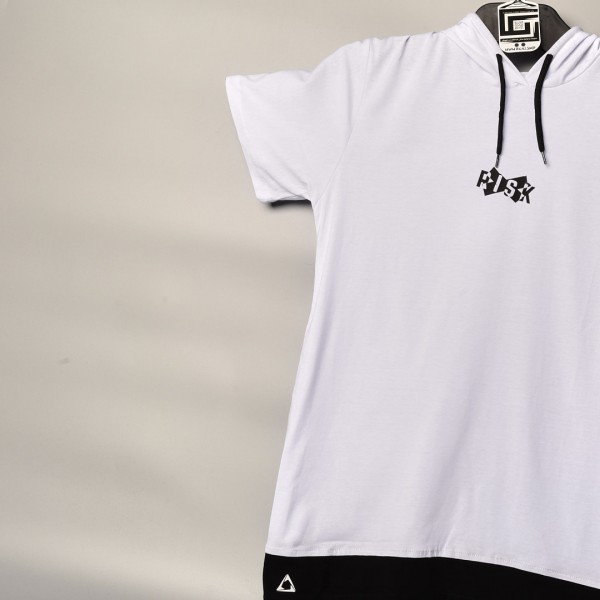 خامة قطني كب تيشرت  risk ابيض 