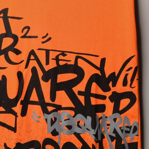 خامة قطني متقدمة اوفر سايز طبعة مميزة  برتقالي