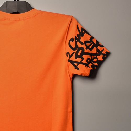 خامة قطني متقدمة اوفر سايز طبعة مميزة  برتقالي