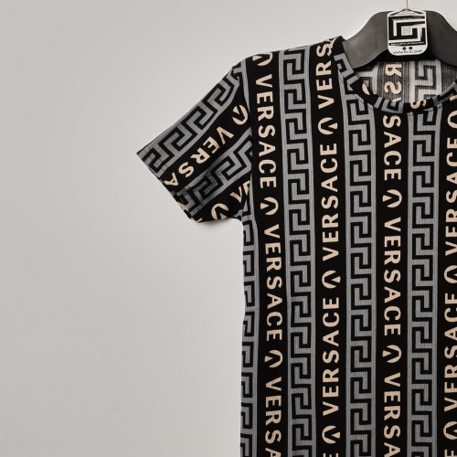 خامة قطن خفيف versace مقلم ياخة دائرية سمائي