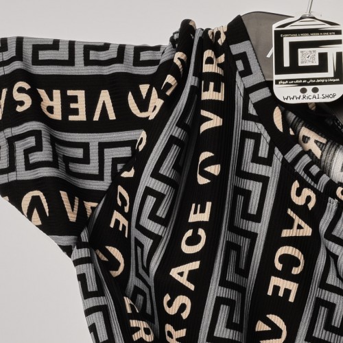 خامة قطن خفيف versace مقلم ياخة دائرية سمائي