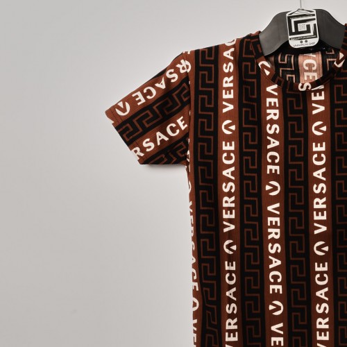 خامة قطن خفيف versace مقلم ياخة دائرية تدرجات الاحمر