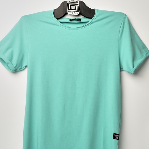 فت سايز تيشرت قطني سادة لون اخضر ياخة دائري حركة في الفصال (طبع حسب الطلب)