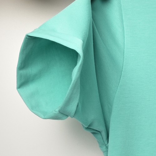 فت سايز تيشرت قطني سادة لون اخضر ياخة دائري حركة في الفصال (طبع حسب الطلب)