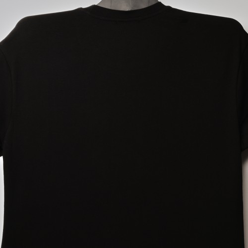 قالب شبه اوفر سايز ((فصال اوربي)) تيشرت قطني سادة لون اسود عنق دائري  (طبع حسب الطلب)