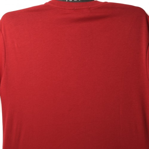 قالب شبه اوفر سايز ((فصال اوربي)) تيشرت قطني سادة لون احمر عنق دائري  (طبع حسب الطلب)